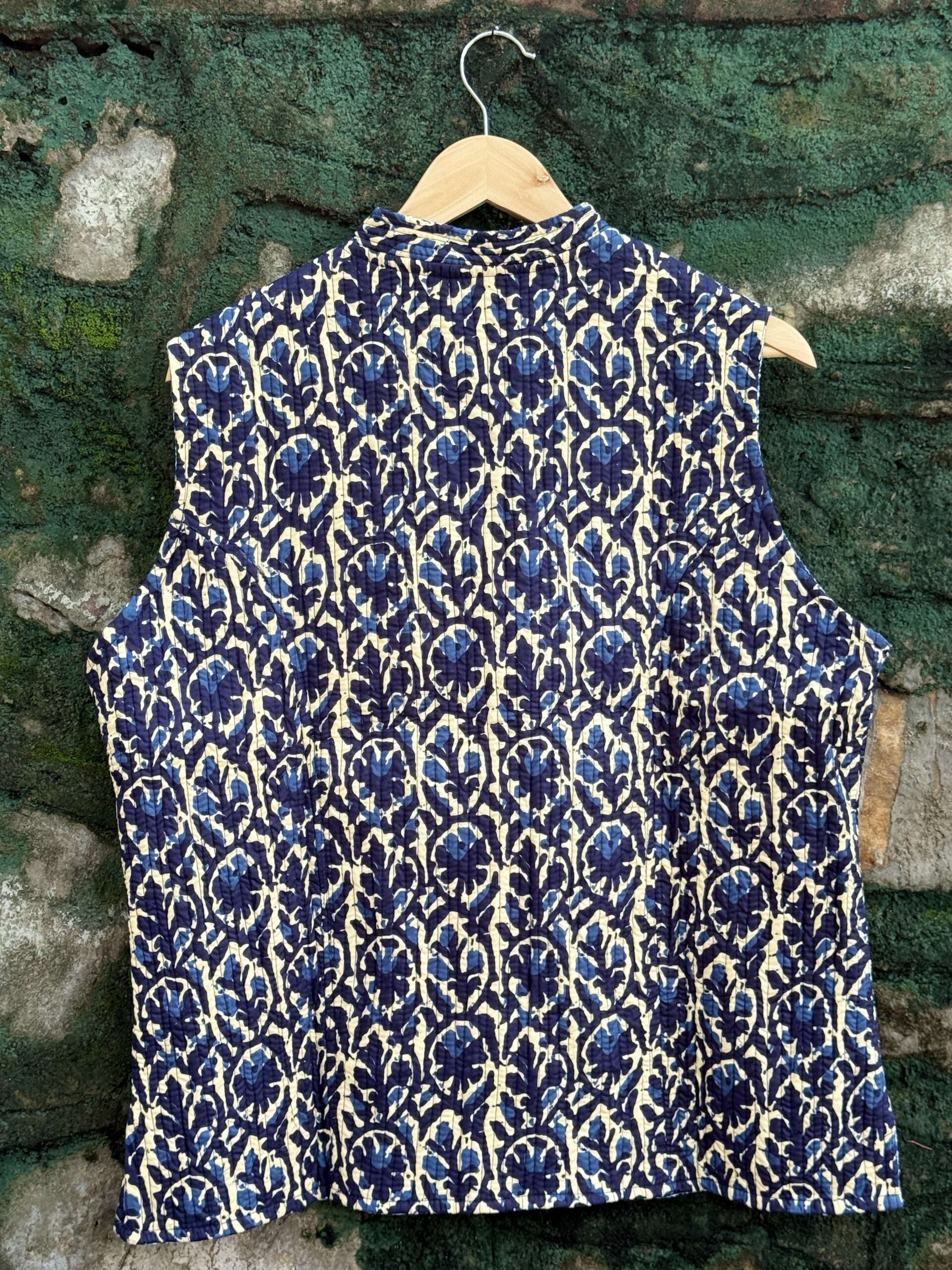 Womens Navy Blue Velvet Embroidered Jacket with Floral Design - Image 3