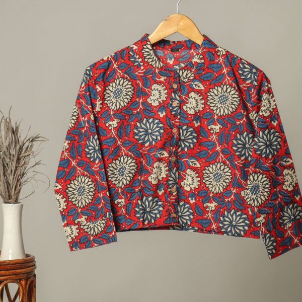 Handmade Block Print Cotton for Women ? Ethnic Floral Printed Top with Long Sleeves