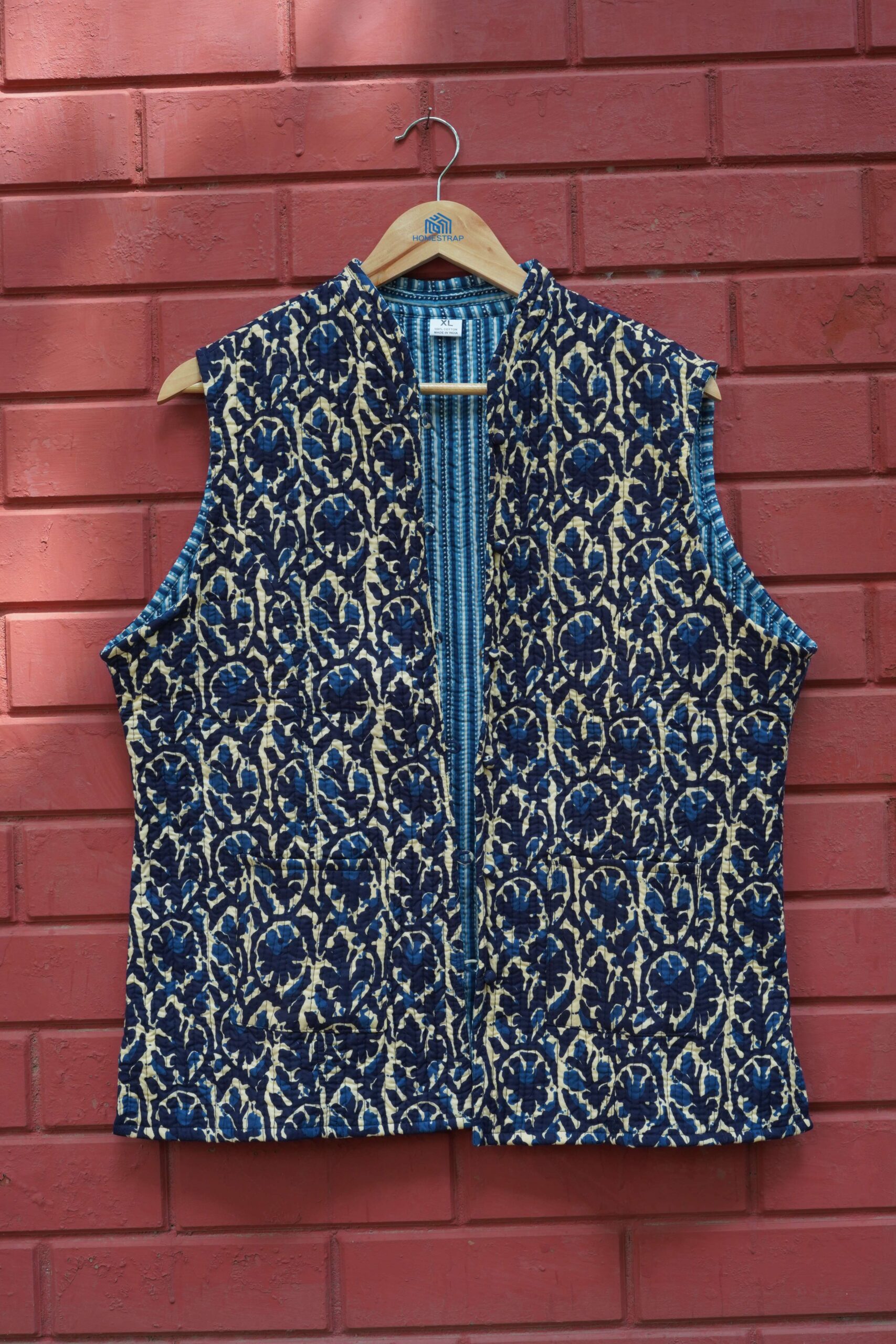 Womens Navy Blue Velvet Embroidered Jacket with Floral Design - Image 2