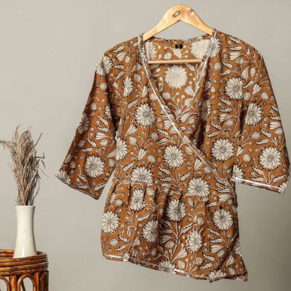 Handmade Block Print Cotton for Women ? Ethnic Floral Printed Top with Long Sleeves