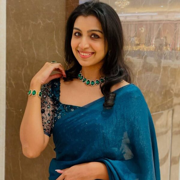 Elegant Peacock Blue Tissue Silk Saree with Sparkling Sequin Work Blouse